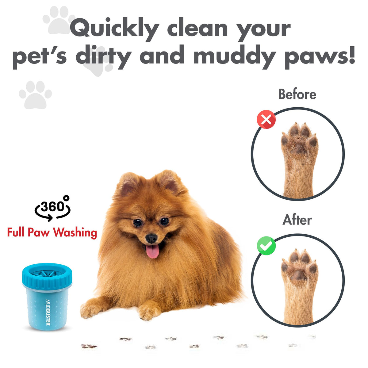 MudBuster Portable Dog Paw Cleaner (Blue / Small)