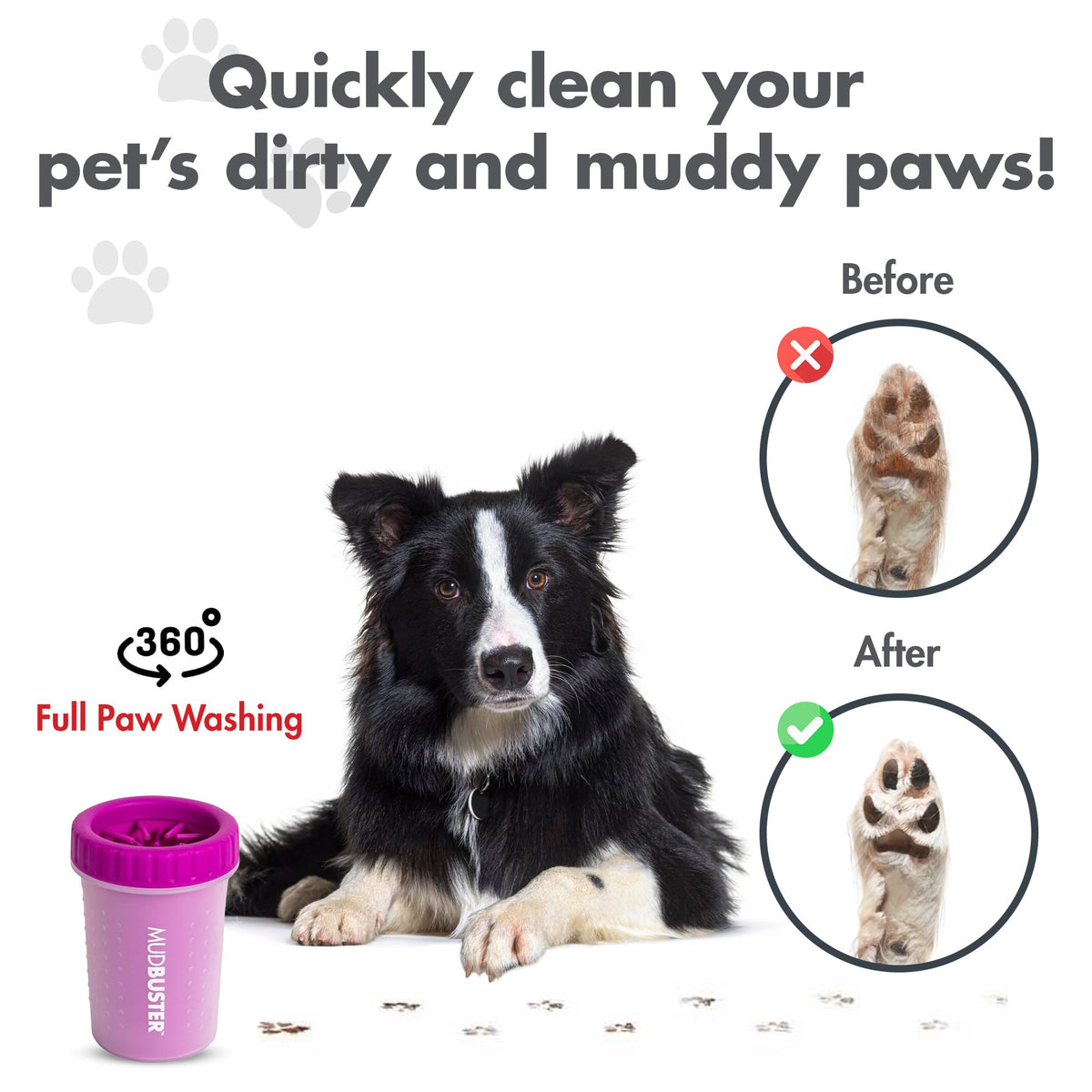 MudBuster Medium Dog Paw Cleaner (Fuchsia / Medium)