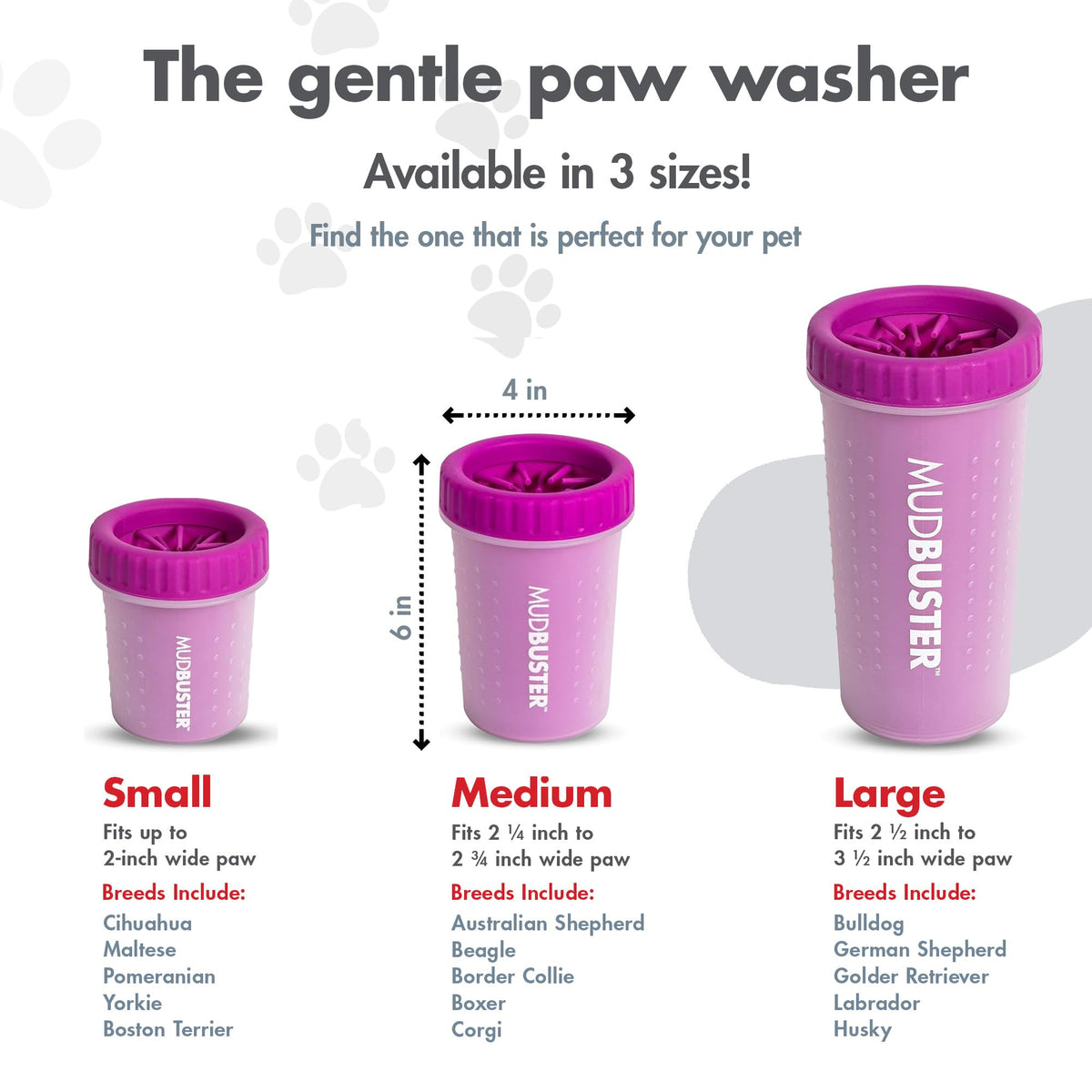 MudBuster Medium Dog Paw Cleaner (Fuchsia / Medium)
