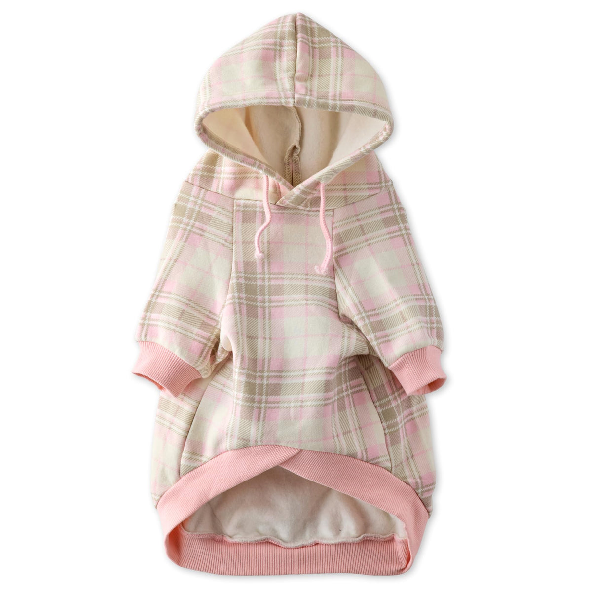 Rocky II Dog Hoodie (Pink Chesterfield Plaid / X-Small (5-12 lbs))