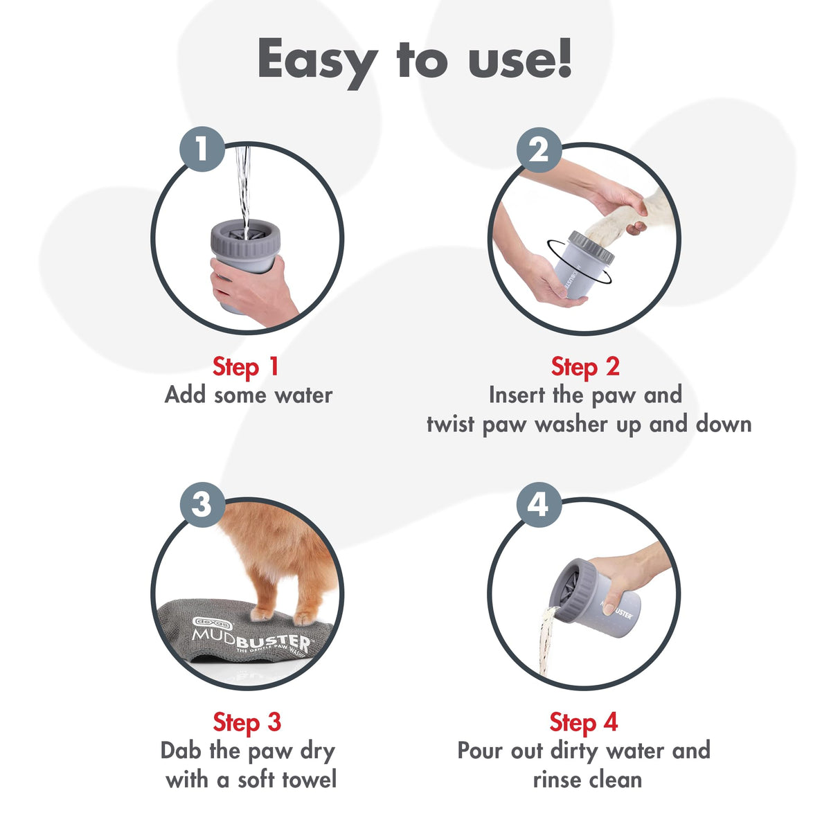 MudBuster Portable Dog Paw Cleaner (Light Gray / Small)