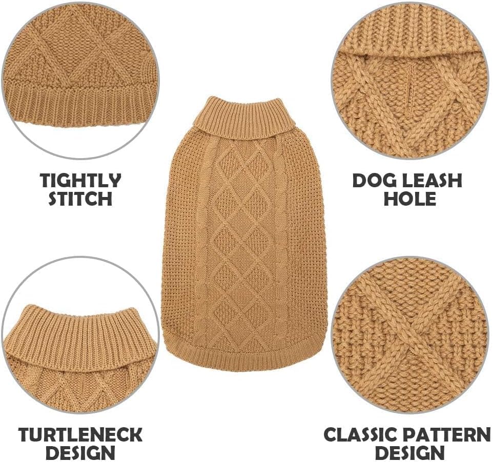 Turtleneck Dog Sweater (X-Large / Khaki)