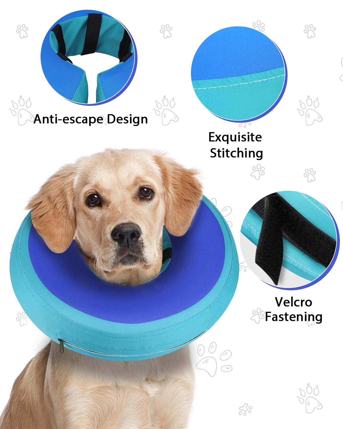 Inflatable Dog Cone (GreenBlue / M+(14"-18"))