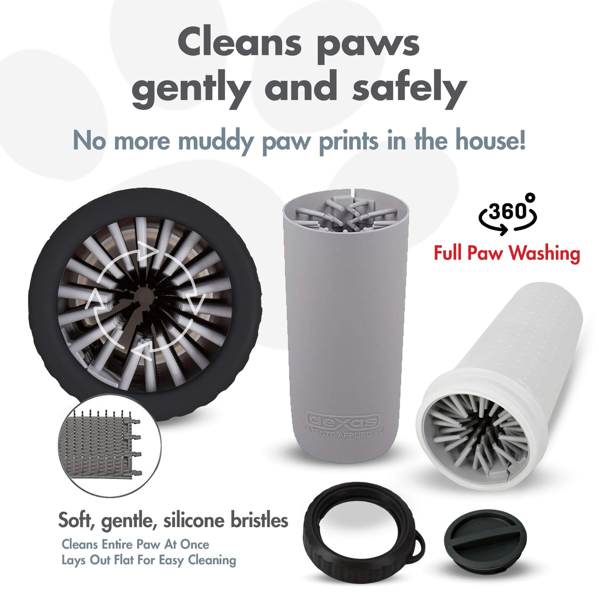Lidded MudBuster Large Dog Paw Cleaner (Light Gray / Large with Lid)