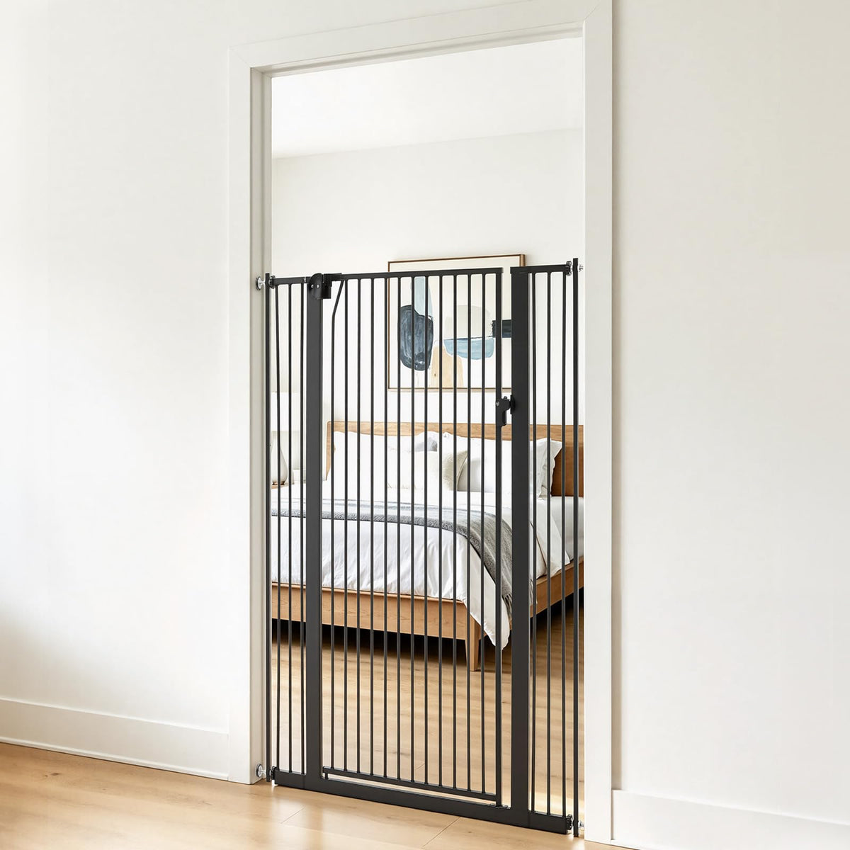 Extra Tall Pet Gate for Cats (Black / 29-41" Wide x 56" Tall)