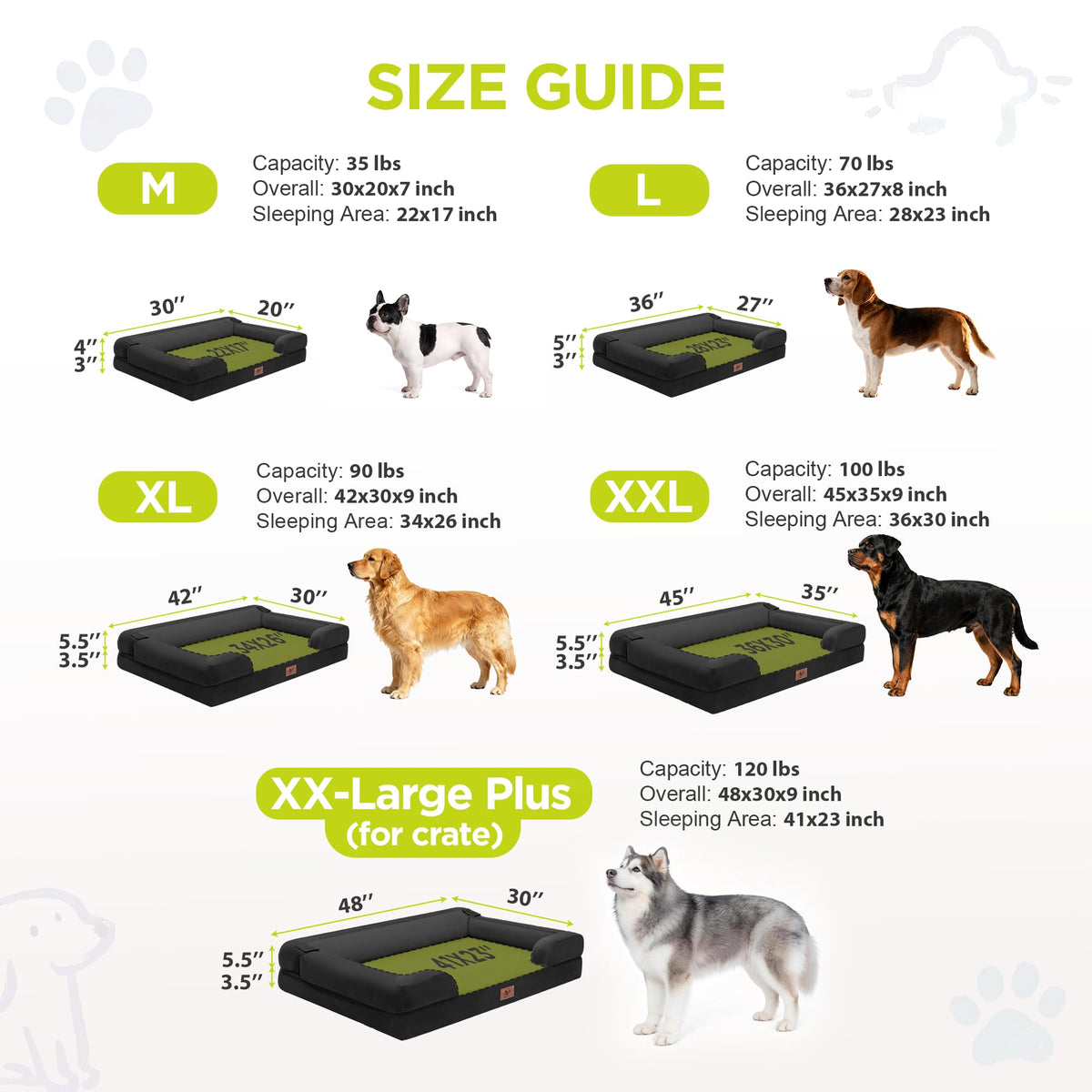 Waterproof Orthopedic Dog Bed for Extra Large Sized Dogs (48 x 30 x 9 in / Black)