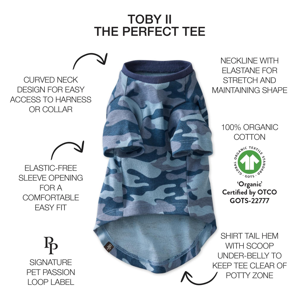 Toby II Dog T (Navy Camo / Medium (20-45 lbs))