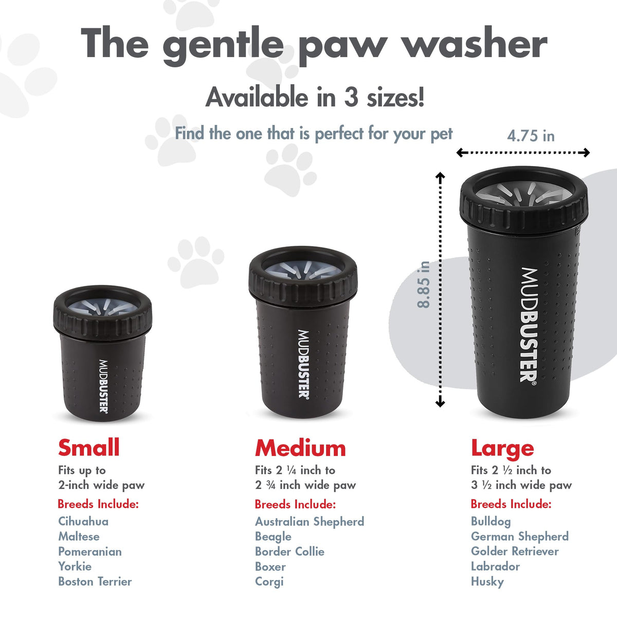 MudBuster Large Dog Paw Cleaner (Matte Black / Large)