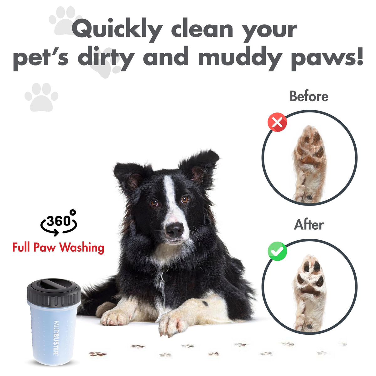 Lidded MudBuster Medium Dog Paw Cleaner (Pro Blue / Medium with Lid)