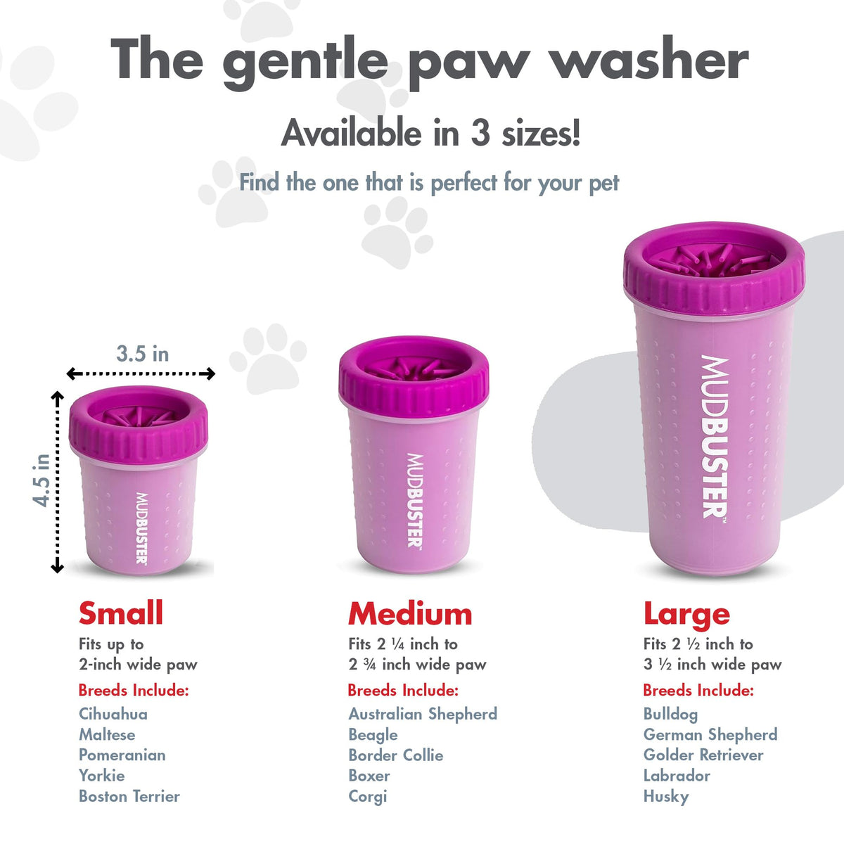 MudBuster Portable Dog Paw Cleaner (Fuchsia / Small)