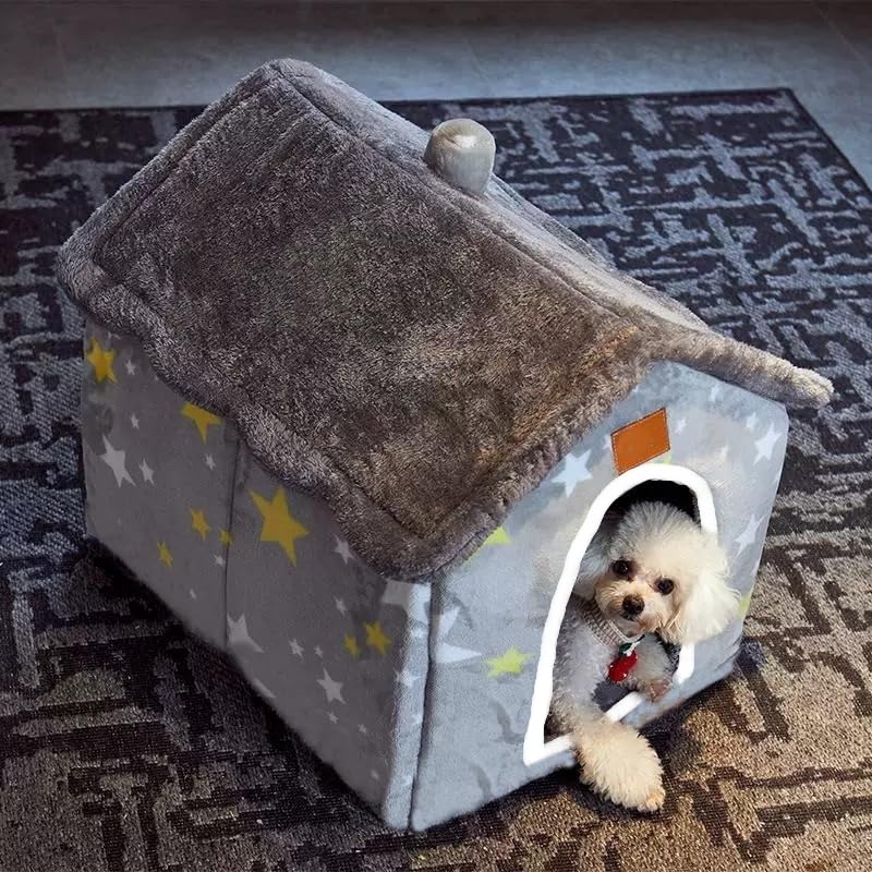 Dog House Indoor Portable Puppy Cave Cat Nest Kennel Pet Bed (Grey / XL:Size fits 18kg/40lbs (Pets))