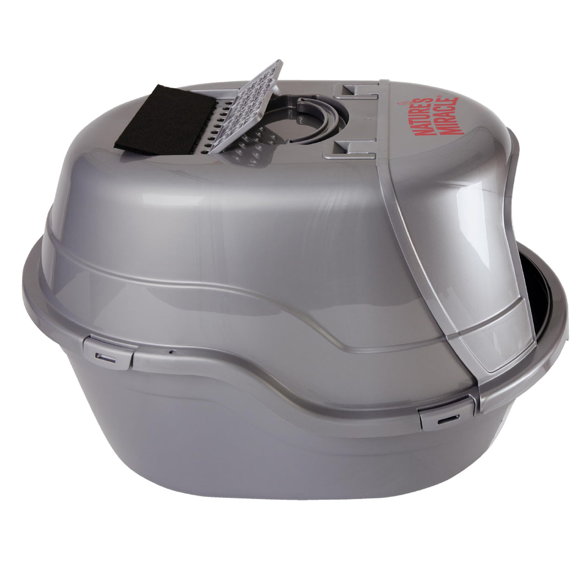 Hooded Flip Top Cat Litter Box with Charcoal Filter (Silver/Grey)