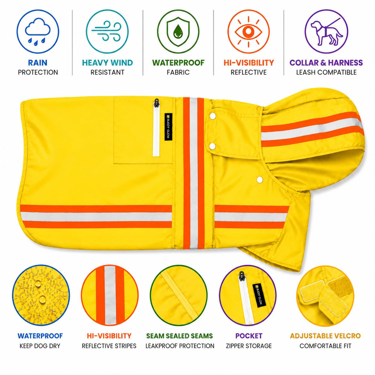 Waterproof Dog Raincoat with Two (Medium)