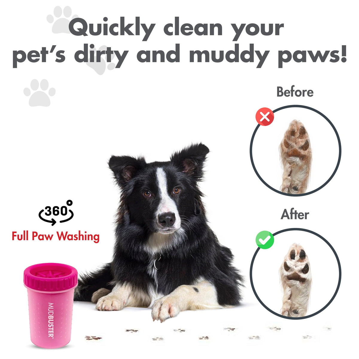 MudBuster Medium Dog Paw Cleaner (Pink / Medium)