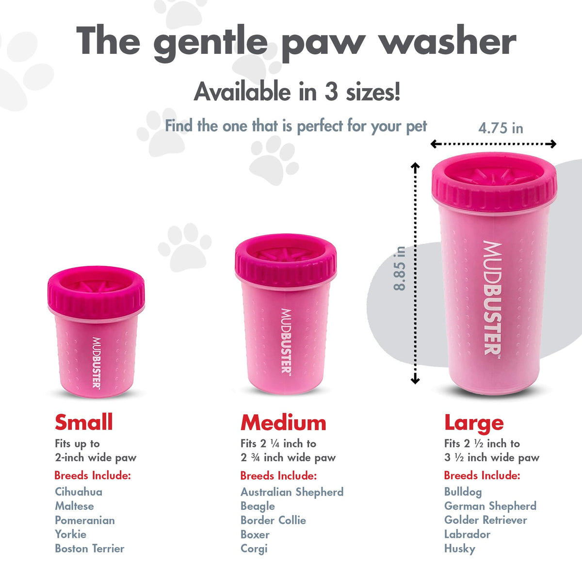 MudBuster Portable Dog Paw Cleaner (Pink / Large)