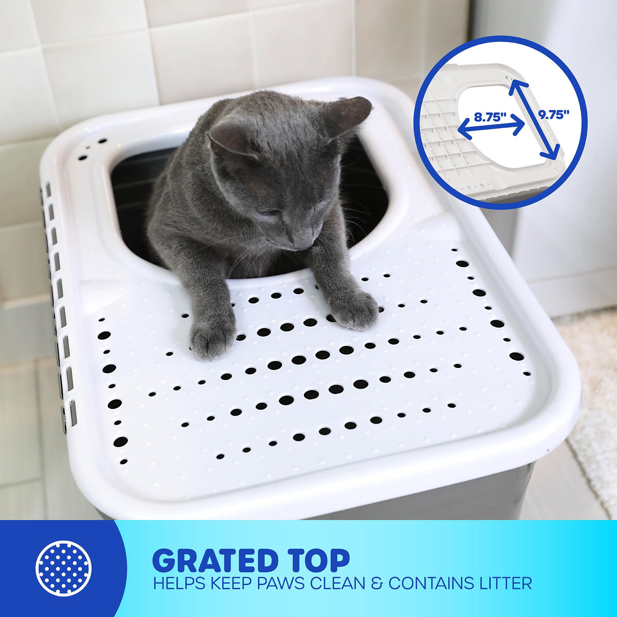 Enclosed Cat Litter Box with Hinged Lid (1 Count (Pack of 1) / Gray)