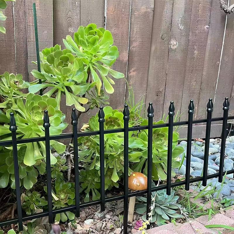 18"H x 22"W Decorative Metal Garden Border Fence (Black / 18″ H x 9.17 ft (5 Panels))