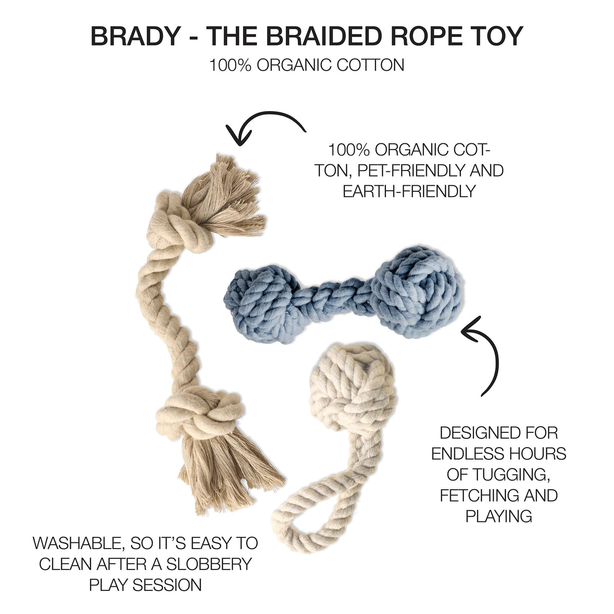 Brady The Rope Tug Toy 3 (Sandy Chic / One Size)