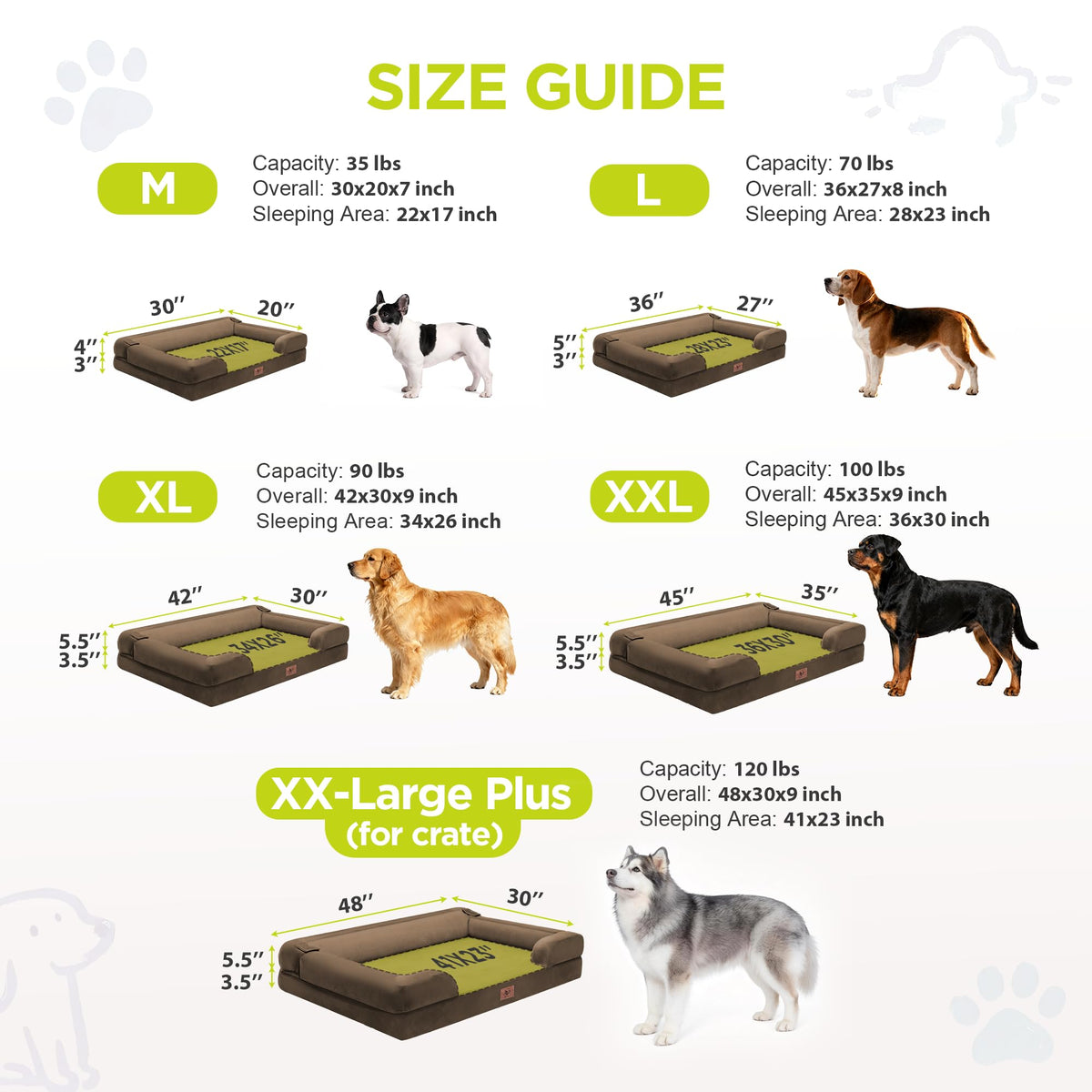 Waterproof Orthopedic Dog Bed for Extra Large Sized Dogs (48 x 30 x 9 in / Dark Brown)