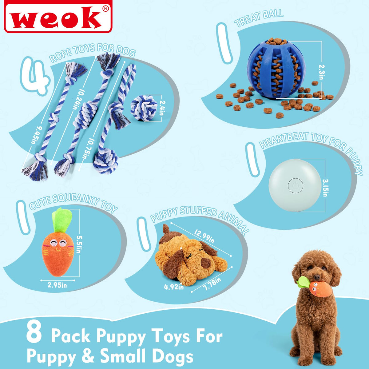 8 Pack Puppy Toys for Medium Small Breeds
