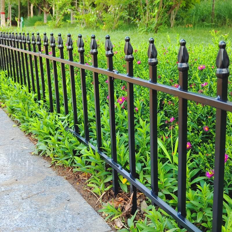 18" H x 22" W Decorative Metal Garden Border Fence (Black / 18″ H x 18.3 ft (10 Panels))