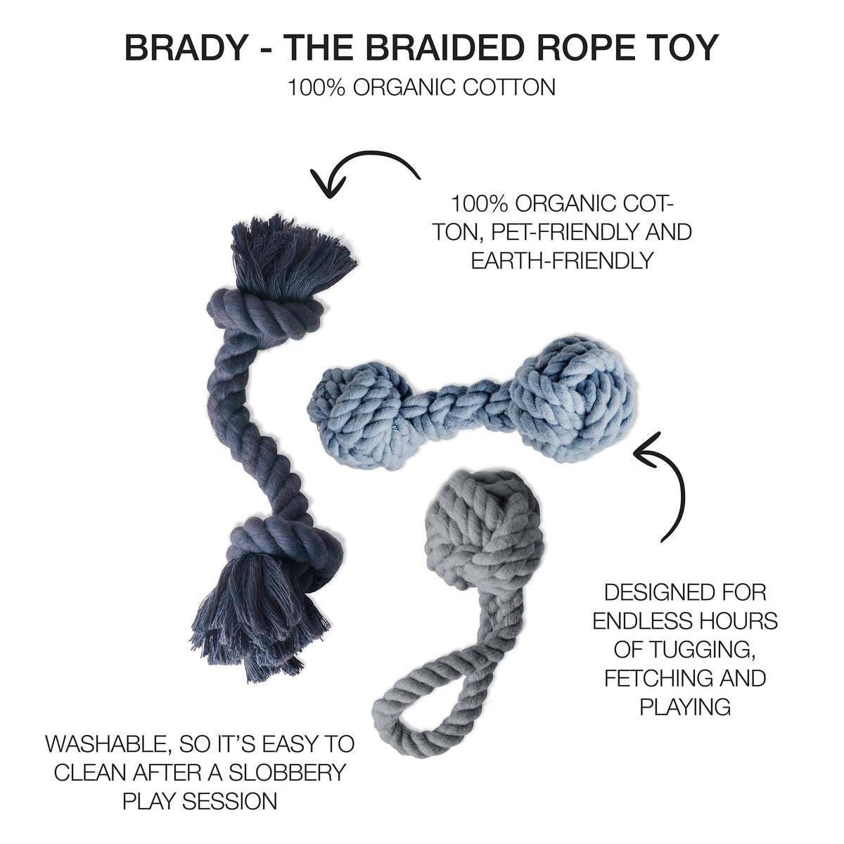 Brady The Rope Tug Toy 3 (Navy Ombre / One Size)