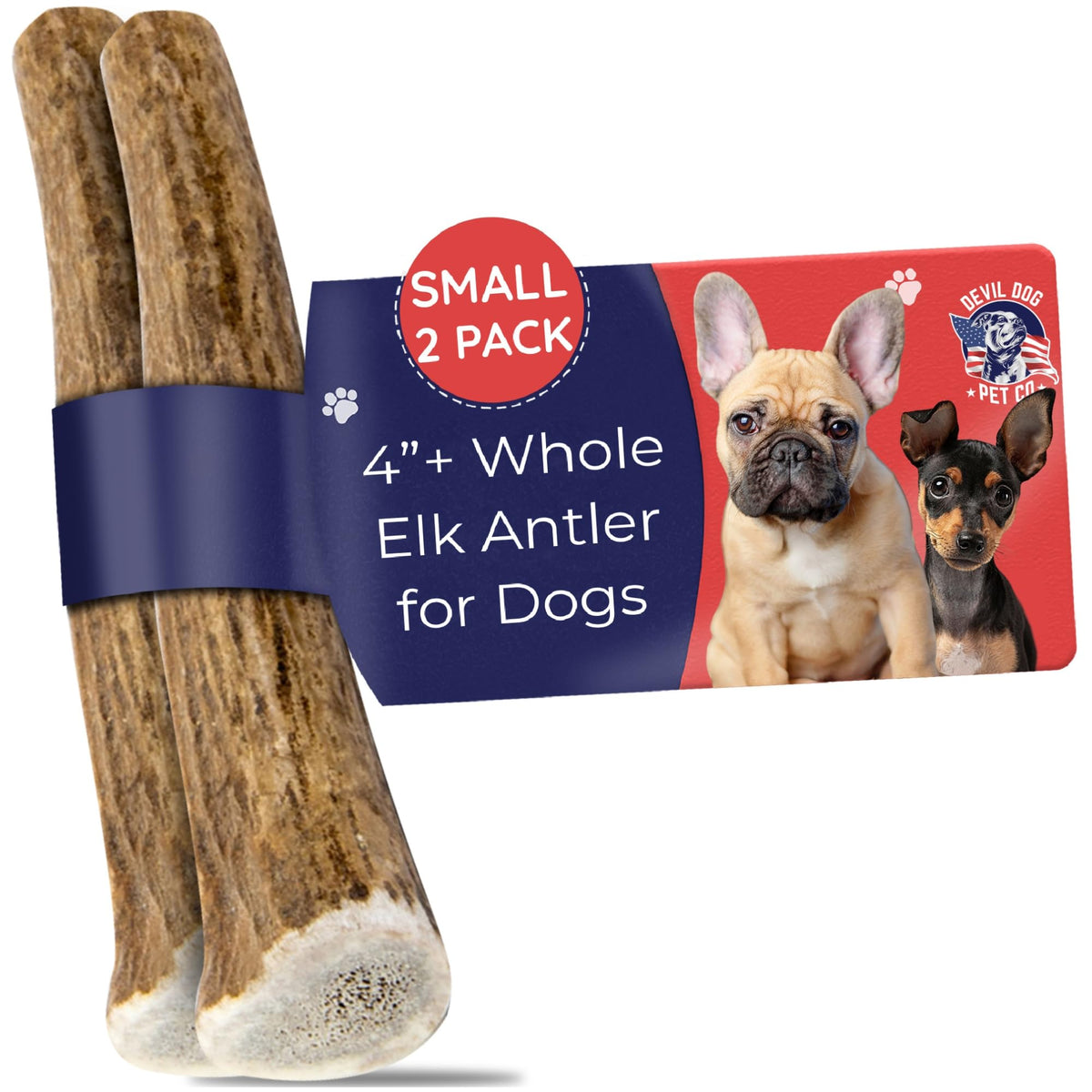 Whole Elk Antlers for Dogs (WHOLE - Small - 2 Pack)
