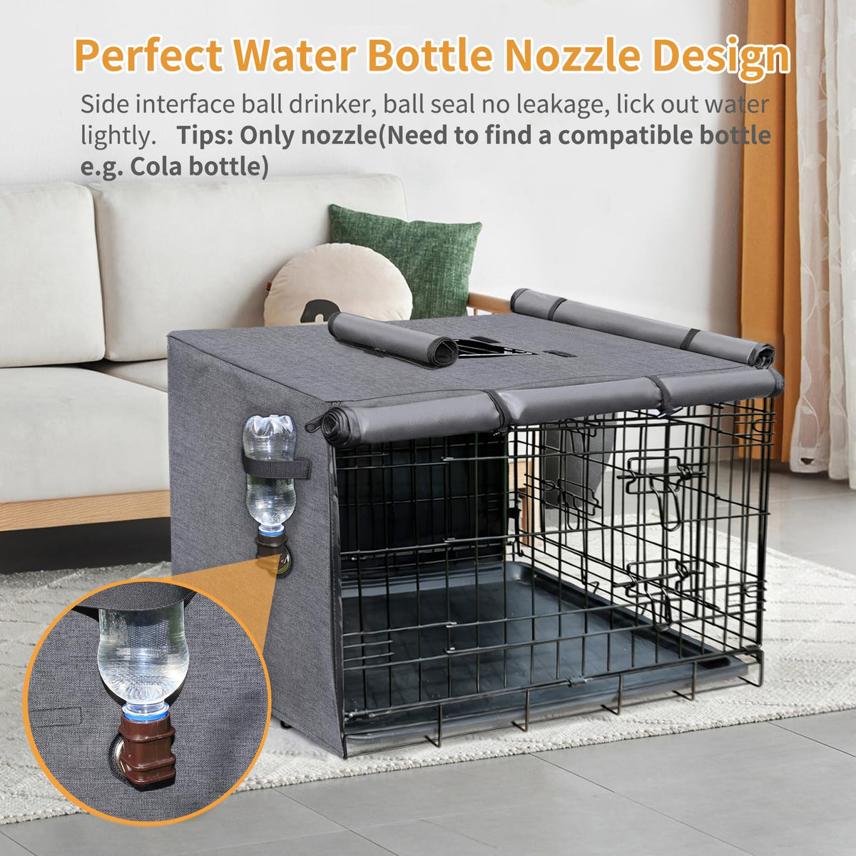 Dog Crate Cover (42.0"L x 28.0"W x 30.0"H / Grey)