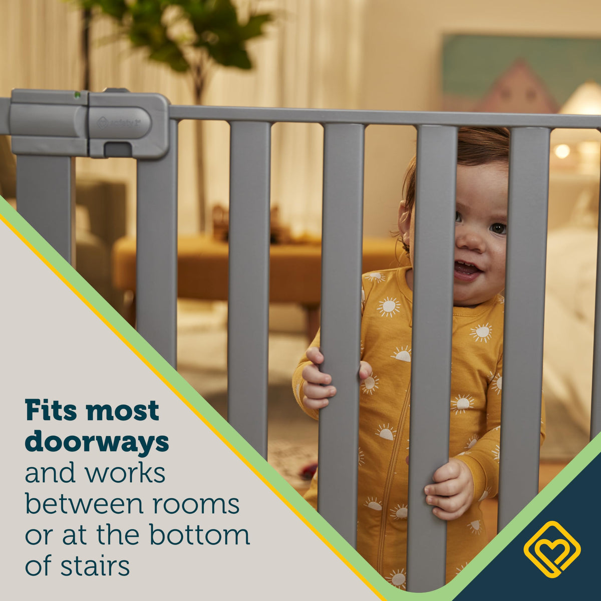 Walk Through Baby Gate with Door (1-Pack / 29" to 38" Wide x 28" Tall / Silver)