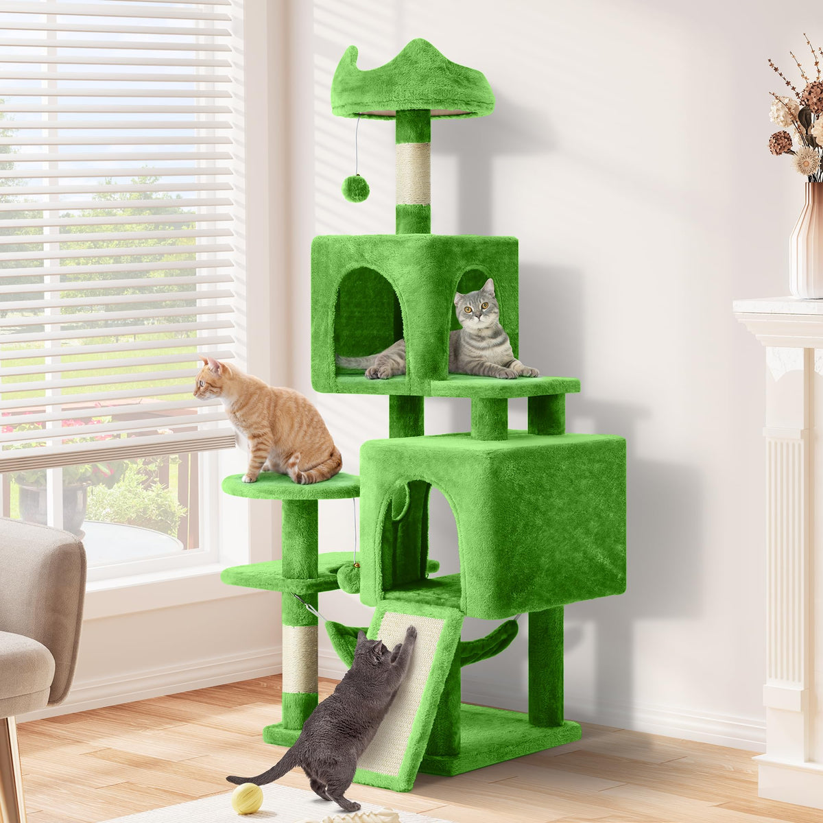 54in Cat Tree Tower Condo (Green / 54 inch)