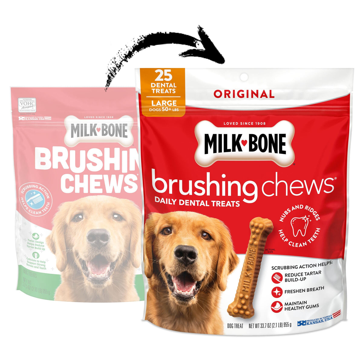 Brushing Chews Large Daily Dental Dog Treats (25 Count (Pack of 1))