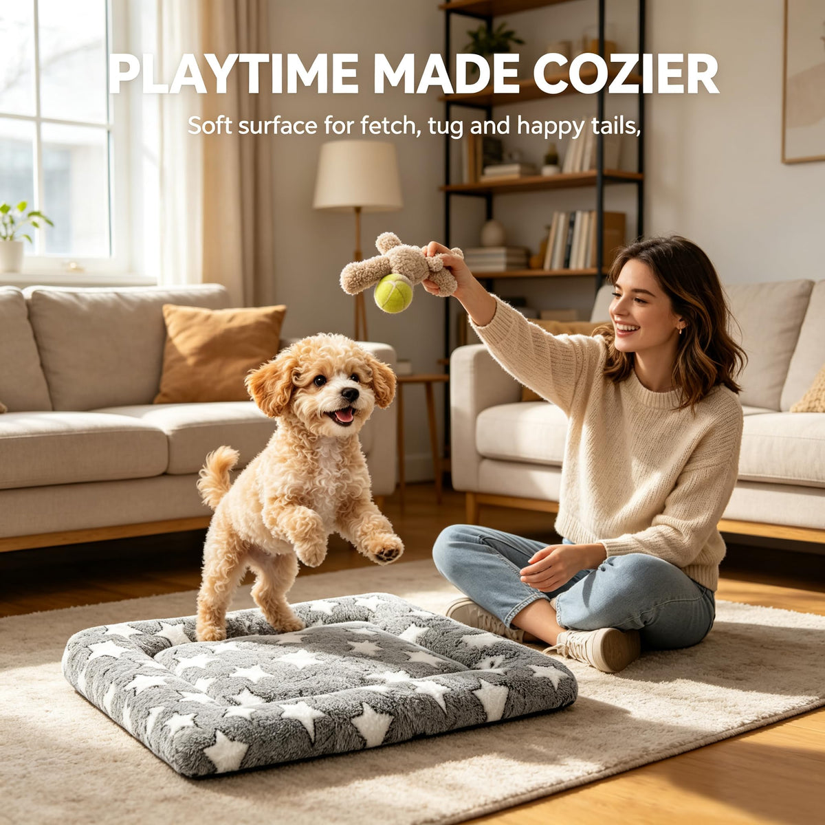 Dog Bed Mat Soft & Comfortable Dog Kennel Pad for Crate (S(24"*18"*1.5") / Gray-1pc)