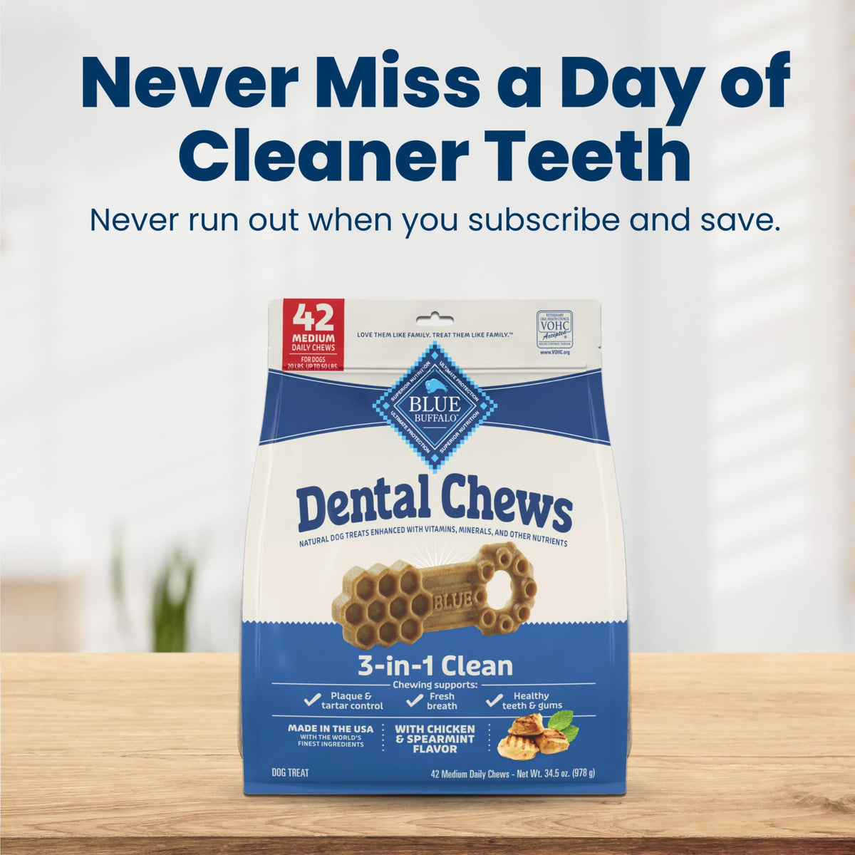 Chicken & Spearmint Medium Dental Chews (34.5 Ounce (Pack of 1))