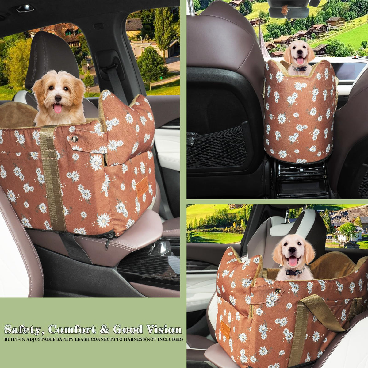 Dog Car Seat for Small Dogs 5 (Coffee Color)