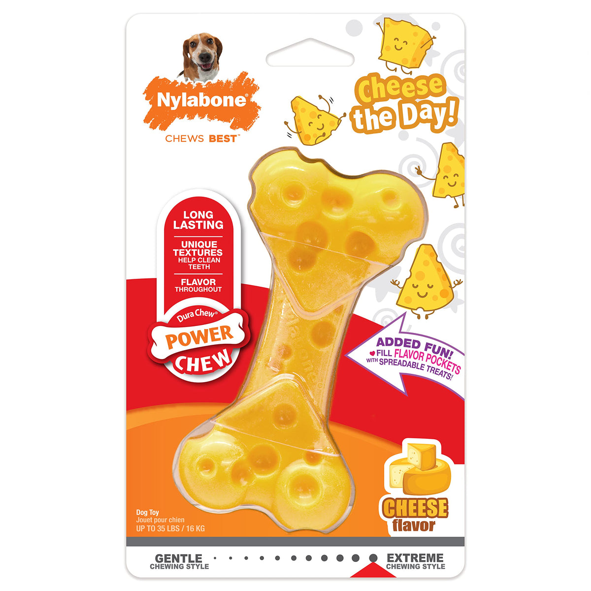 Power Chew Cheese Bone Dog Chew Toy (Cheese 1 Pack / Medium)