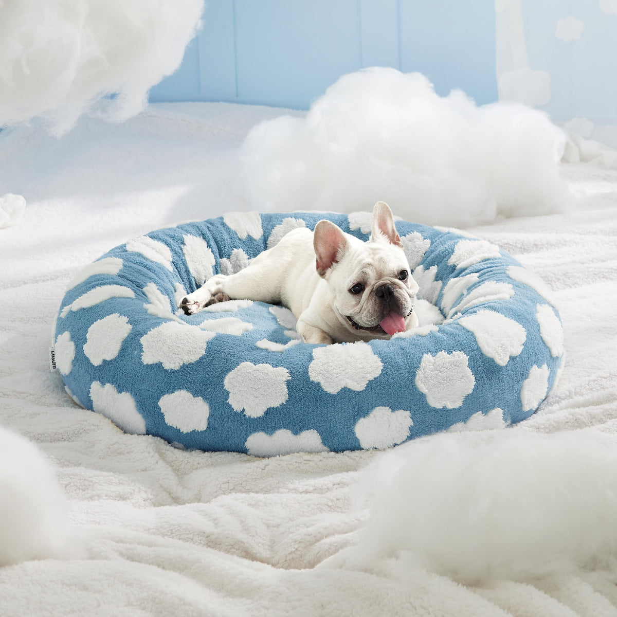 Shown on TV Jacquard Donut Dog Beds Medium Sized Dog (30.0"L x 30.0"W x 8.0"Th / Cozy Clouds Blue)