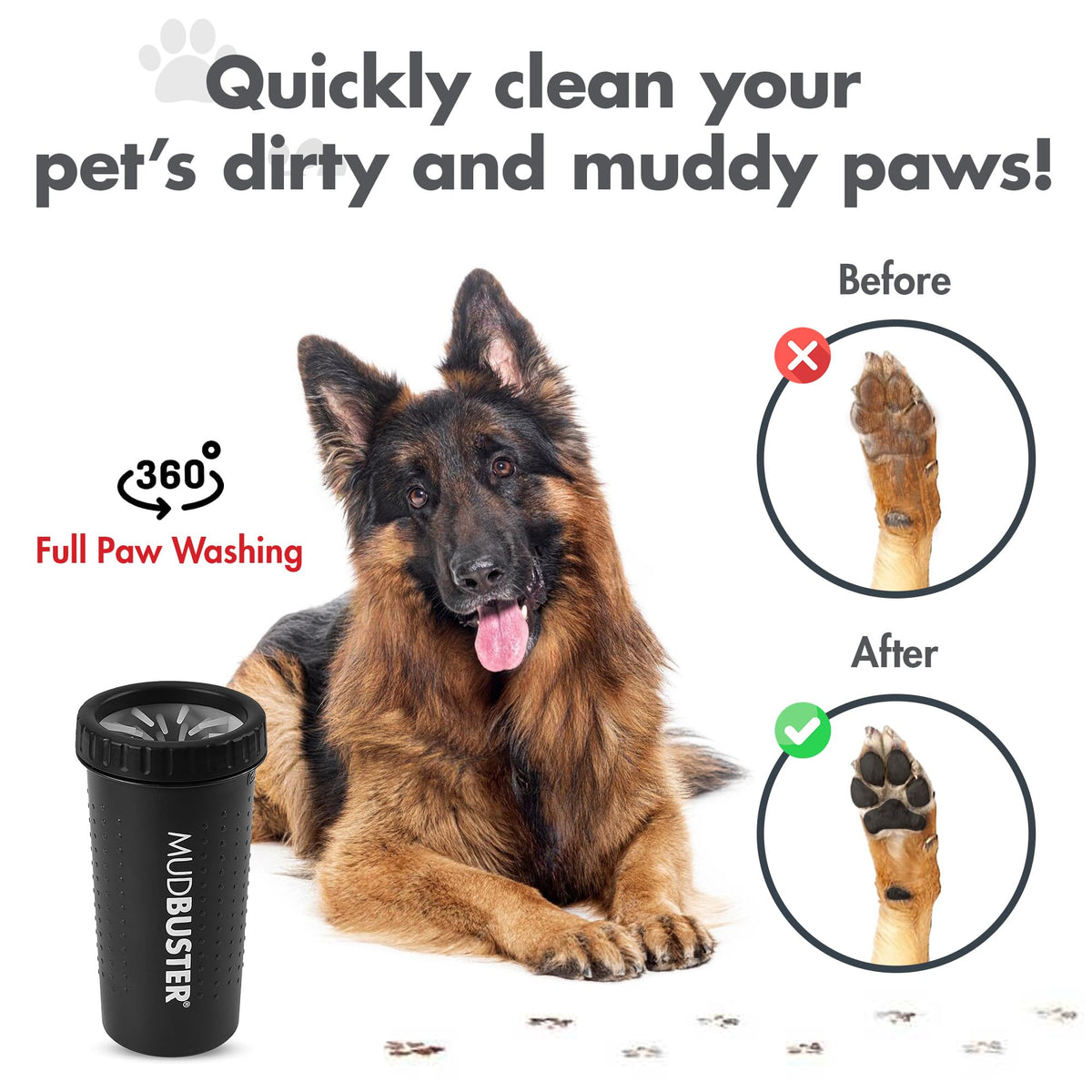 MudBuster Large Dog Paw Cleaner (Matte Black / Large)