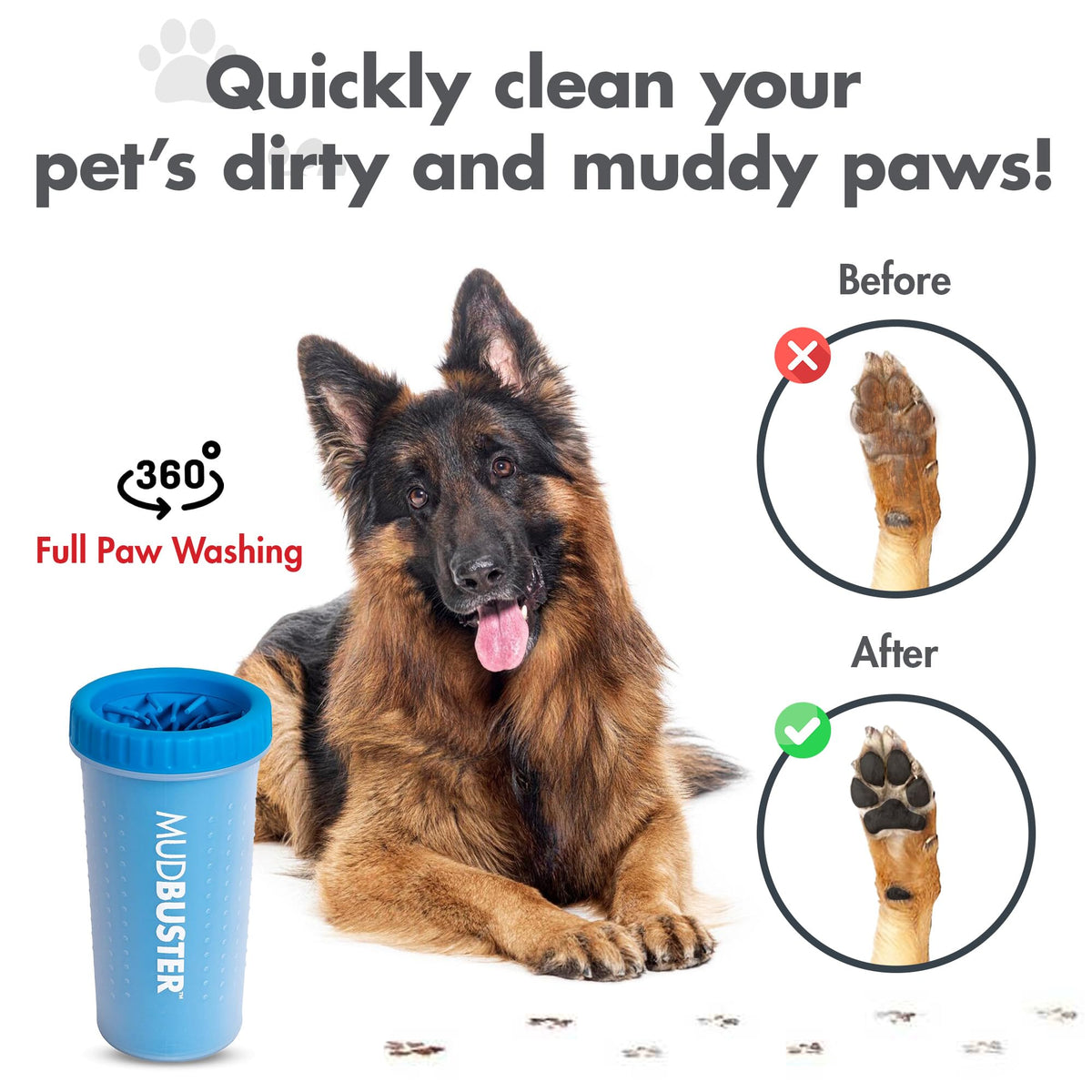 MudBuster Large Portable Pro Blue Paw Cleaner for Dogs (Pro Blue / Large)
