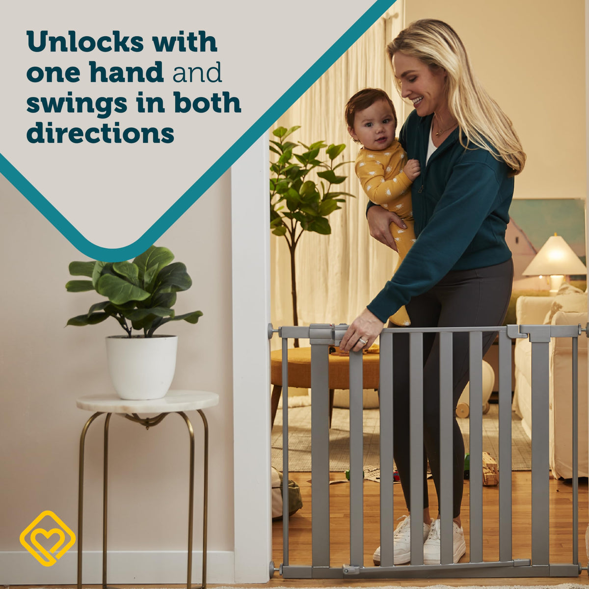 Walk Through Baby Gate with Door (1-Pack / 29" to 38" Wide x 28" Tall / Silver)