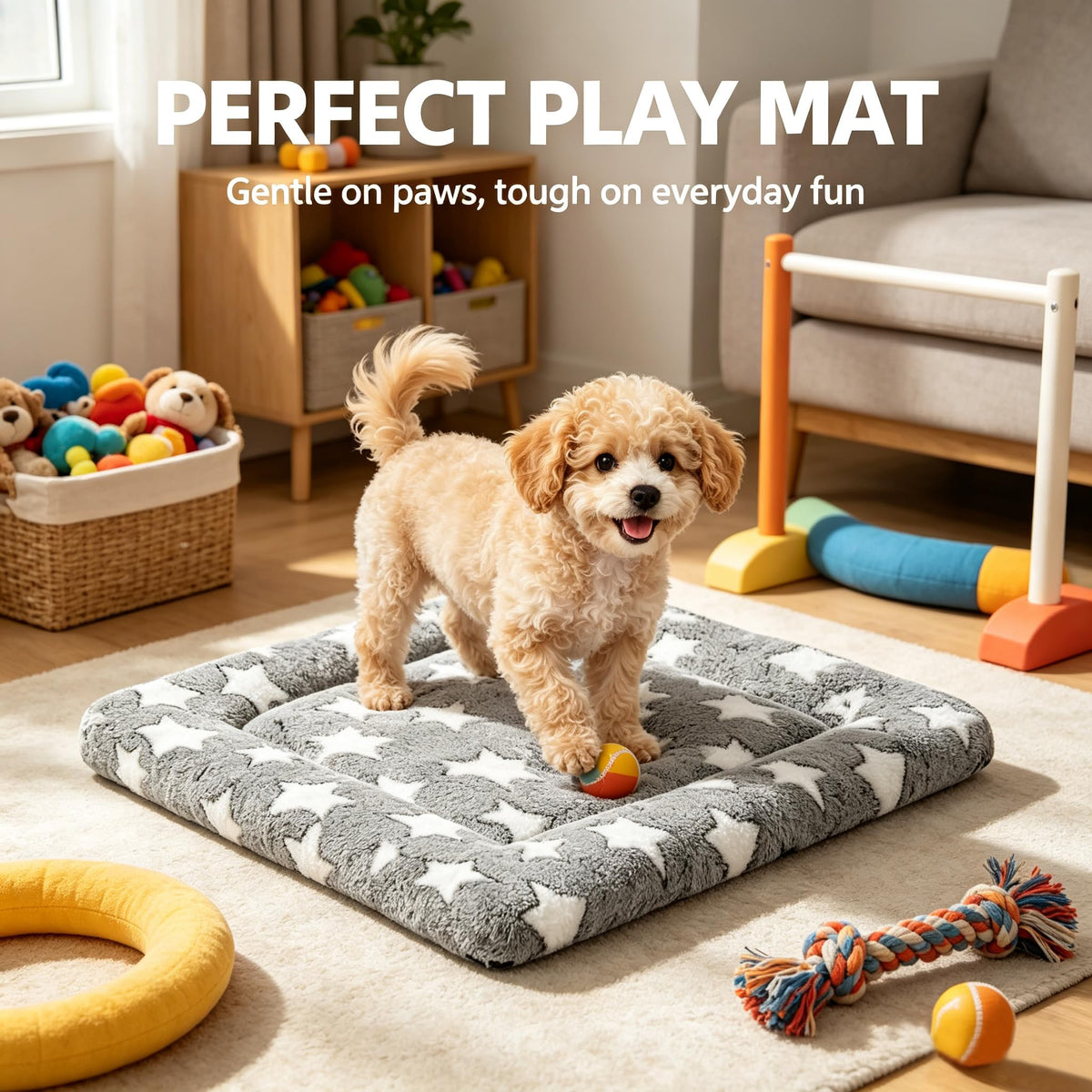 Dog Bed Mat Soft & Comfortable Dog Kennel Pad for Crate (S(24"*18"*1.5") / Gray-1pc)