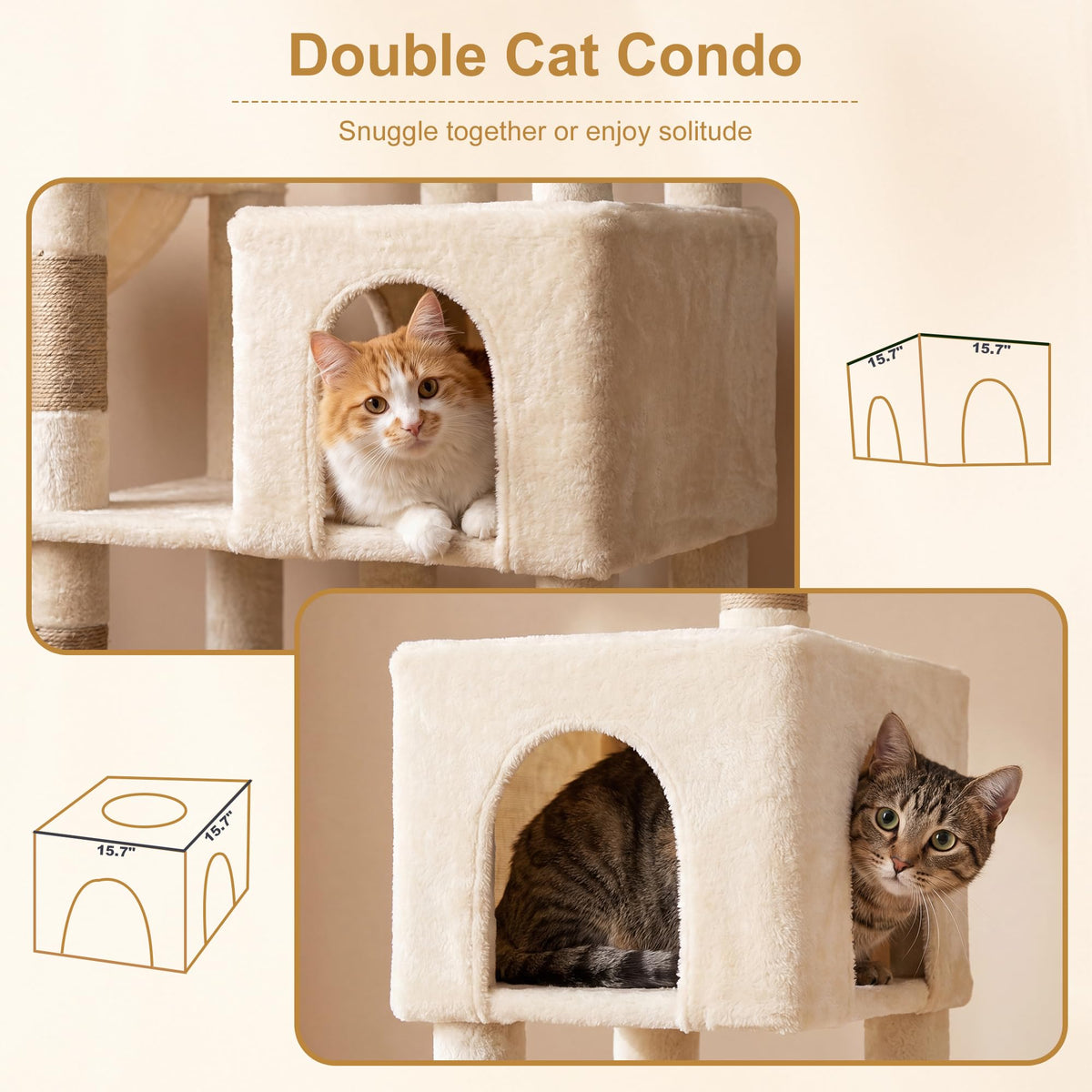 68.1" Cat Tree with Oversized Top Platform & Wide Base HCT059MJ (Beige / 68.1 inch)