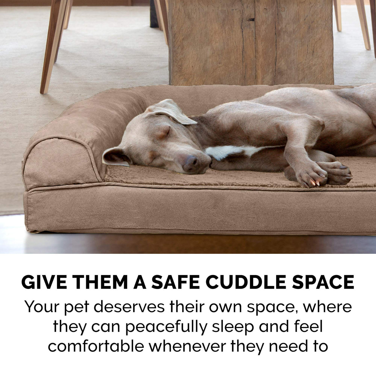 Orthopedic Foam Sofa Dog Bed with Washable & Removable Cover (Medium / Almondine)