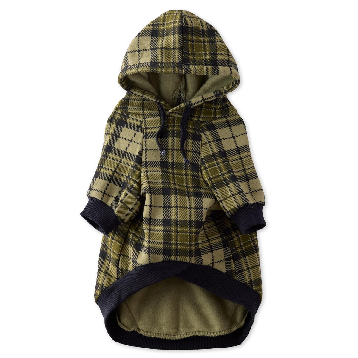 Rocky II Dog Hoodie (Olive Chesterfield Plaid / X-Large (55-80 lbs))