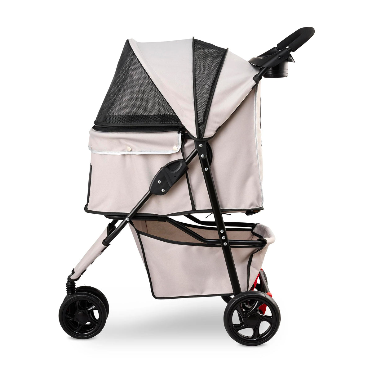 Stroller Includes 360 Degree Front Wheel Swivel (Khaki with Black Accents)