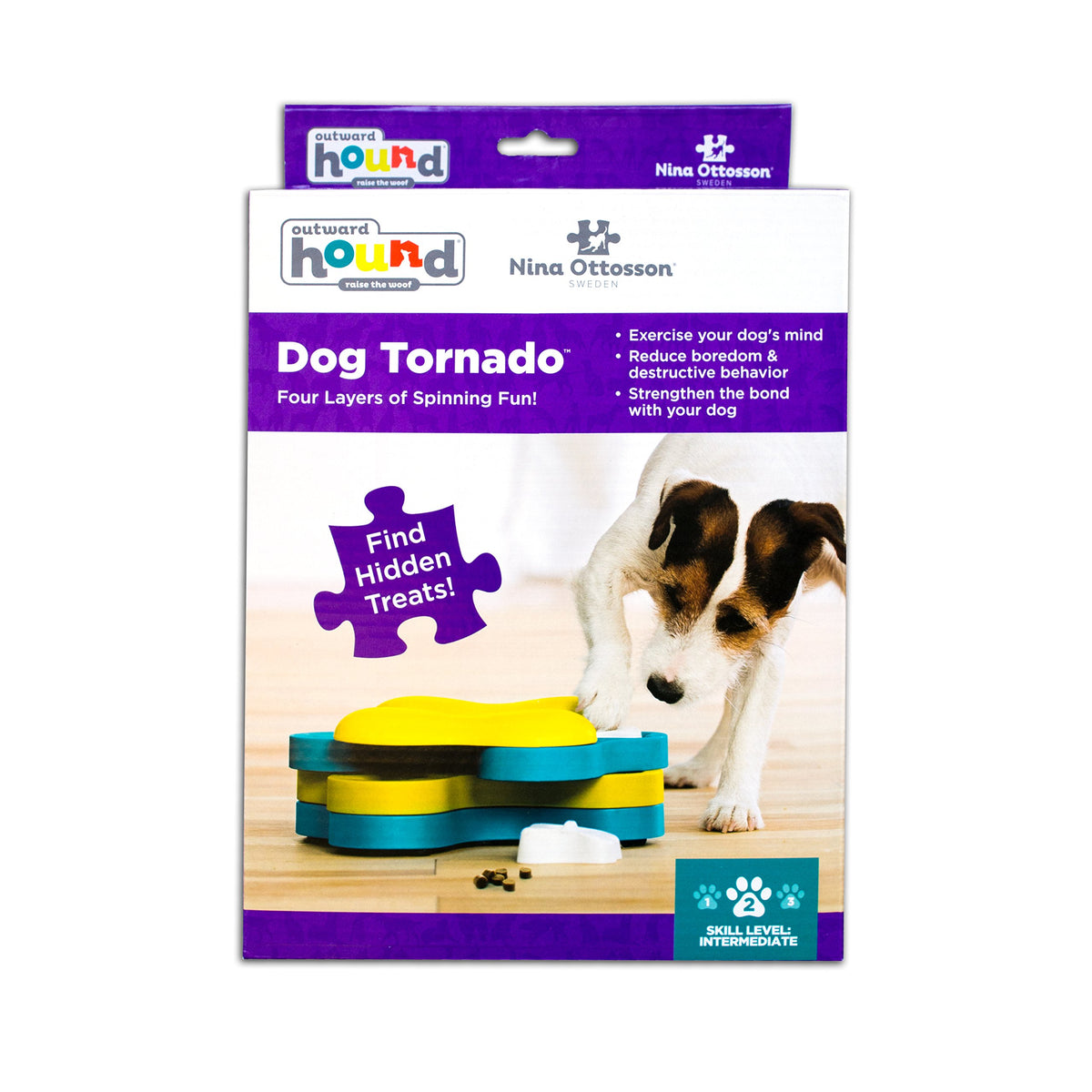 Nina Ottosson Dog Tornado Dog Toy Treat Puzzle (Dog Tornado (Yellow and Blue) / 1 Count (Pack of 1))