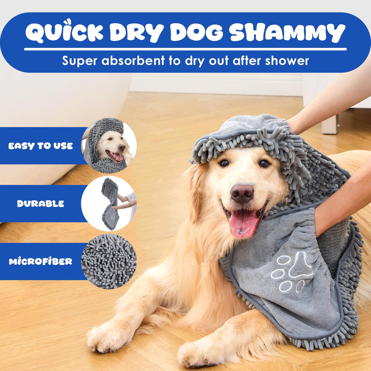 Dog Towel for Drying Dogs (Grey)