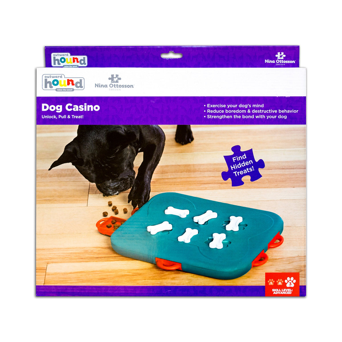 Nina Ottosson Dog Casino Dog Toy Treat Puzzle (Dog Casino (Blue, Orange) / 1 Count (Pack of 1))