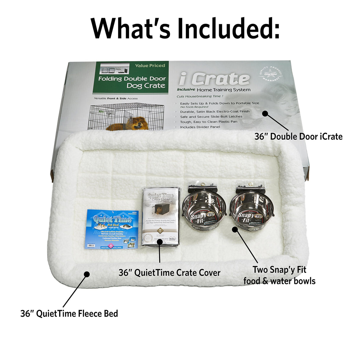 Intermediate Double Door iCrate Starter Kit (Black / 36.0"L x 23.0"W x 25.0"H)