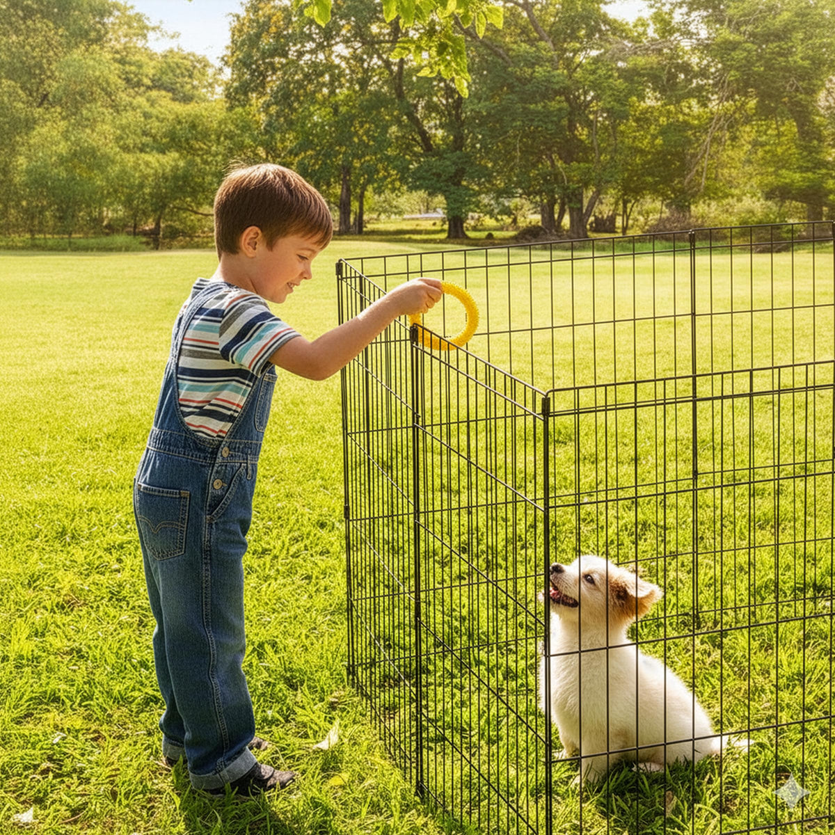 Dog Playpen Foldable Metal Exercise Puppy Play Pen with 8 24x30in Panels (24" X 30")