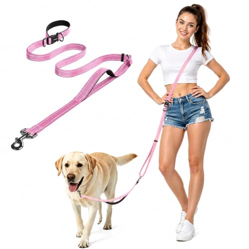 Hands Free Dog Leash by Kazazoo (Pink / L)